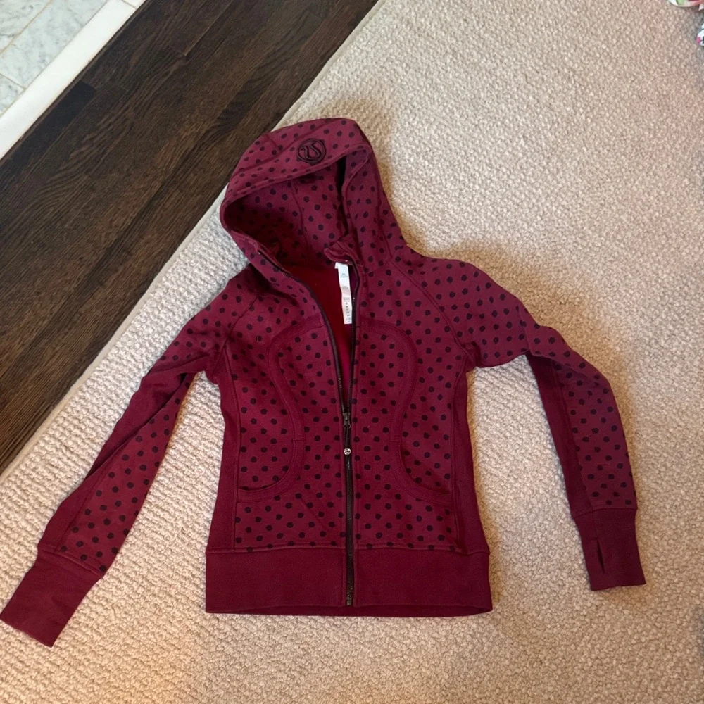 Lululemon Red Burgundy Polka Dot Hoodie - Picture 1 of 4